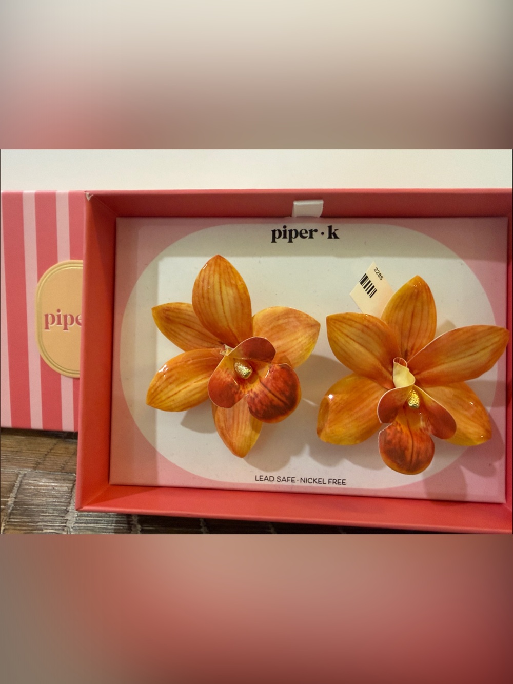 PiperK Orange Floral Earrings - Vibrant Orchid Pair
